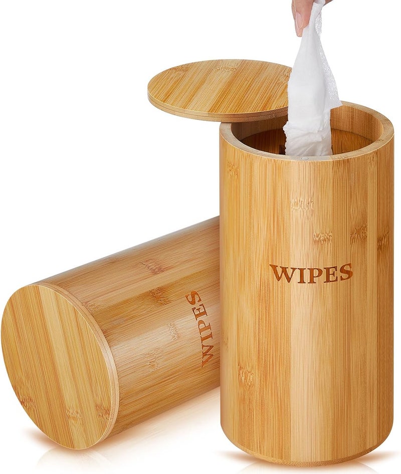 Willinglong Refillable Wet Wipes Dispenser Disinfecting Wipe Container with Magnetic Lid Stylish Decorative Bamboo Holder for Bathroom Kitchen Countertop Home Office Storage Cleaning(Natural) - Image 1